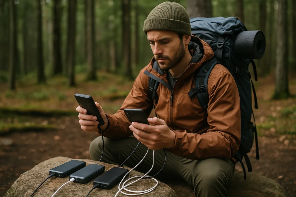 Testing portable power banks and battery packs for backpacking and hiking in Northern Michigan wilderness