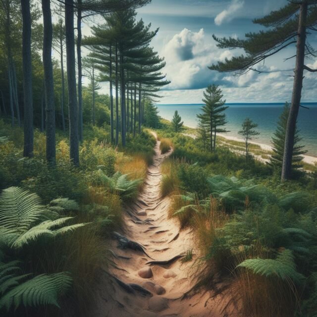 hiking trails at Nordhouse Dunes in Mason county MI by Outdoor Tech Lab