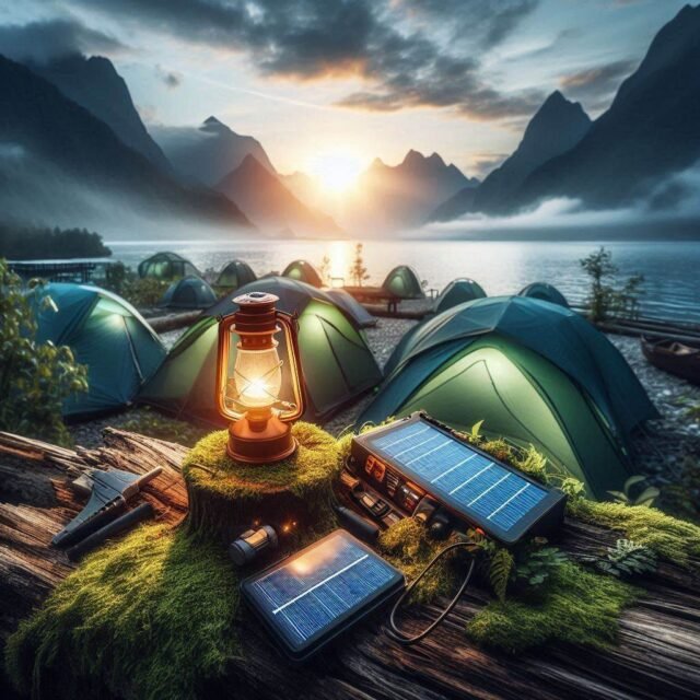 cutting edge camping gadgets in the forest
