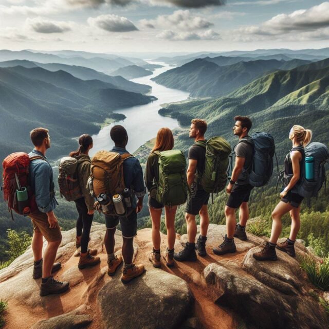 enjoying high tech outdoor products and an amazing view with the outdoor tech lab team