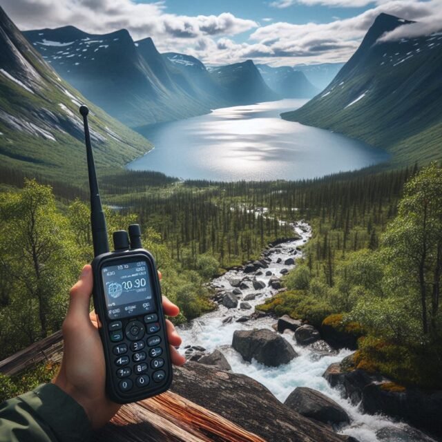 2024 satellite phones on display over a river valley