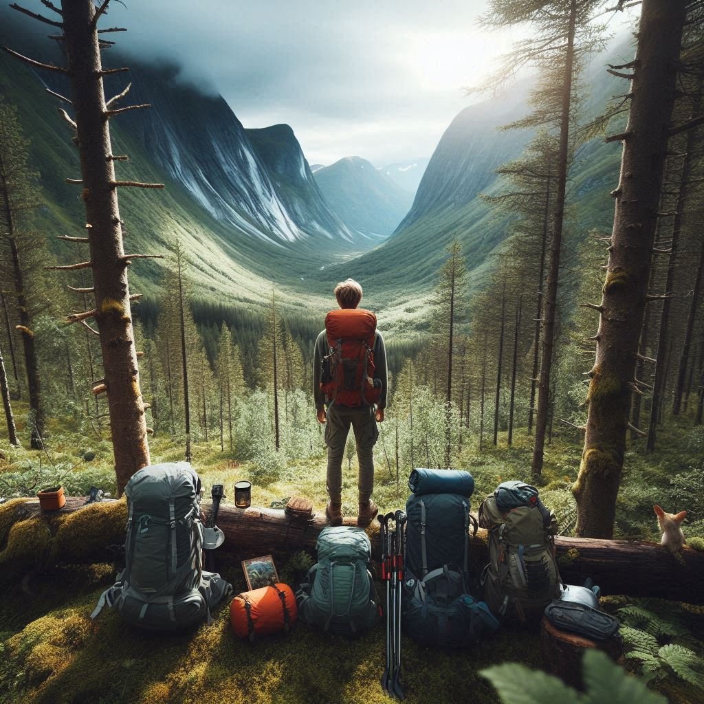 Backpacking 101 guide for beginners with gear spread out before entering the wilderness with Outdoor Tech Lab.