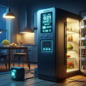 EcoFlow Delta 2 providing backup power to essential home appliances during a power outage, including refrigerator and internet