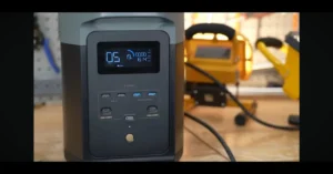 An EcoFlow Delta 2 power station on a work bench for testing and review by the Outdoor Tech Lab team.
