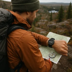 Best GPS watch for backpacking in Michigan Upper Peninsula showing offline mapping capability