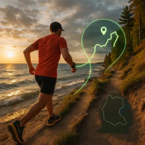 Best GPS watch for trail running on Great Lakes shoreline showing dual-frequency GPS tracking