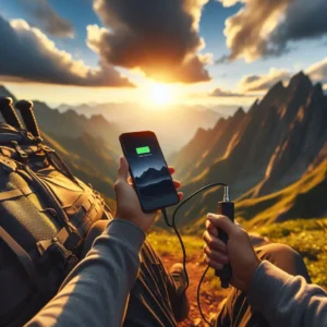Portable power bank charging phone during backpacking trip - best power banks for hiking 2025