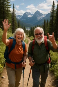 Our testers in action testing the best hiking gear for seniors in Michigan
