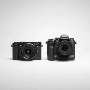 Mirrorless camera vs DSLR size comparison showing compact design benefits