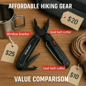 BIBURY Mini Multitool Pliers budget best multitool option showing emergency features and compact design