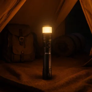 Philips tactical flashlight as camping lamp with warm white ambient lighting