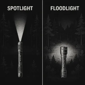 Philips tactical flashlight zoom function comparison - spotlight vs floodlight modes