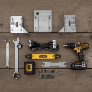 Justech Starlink Gen 3 mount kit components and tools for installation