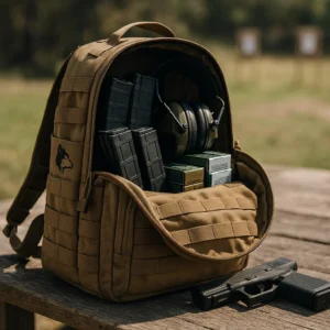 Wolf Tactical Backpack configured for a range day with ammunition and magazines.
