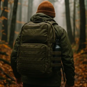 Wolf Tactical Backpack being field tested in Northern Michigan forest conditions.