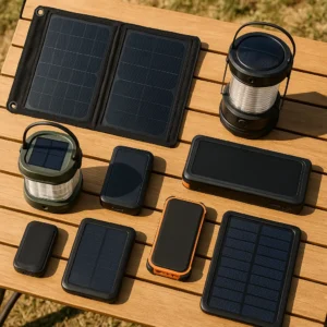 Best solar camping gear products comparison showing portable solar panels and lanterns for 2025