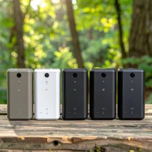 Side by side comparison of 5 best portable power stations under $300 showing size differences and capacity specifications