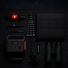 Complete collection of essential stargazing gear for camping including lights, optics and comfort equipment reviewed by the Outdoor Tech Lab team