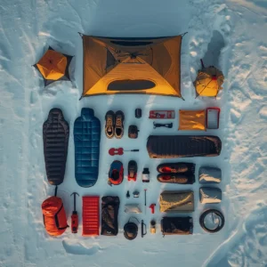 Complete winter camping essentials checklist with all necessary gear for sub-zero camping trips