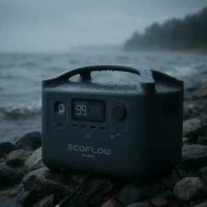 EcoFlow River 3 water resistant portable power station IP54 rated tested in wet weather camping conditions