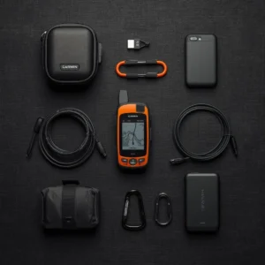 Garmin inReach Mini 2 essential accessories kit including case, mount, and charging gear