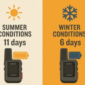 Garmin inReach Mini 2 battery life comparison - summer vs winter performance testing data