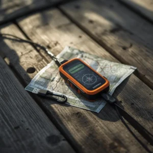 Garmin inReach Mini 2 satellite communicator with accessories and topographic map