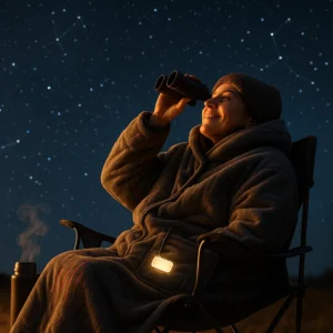 USB heated blanket providing all-night warmth and comfort during extended stargazing camping sessions