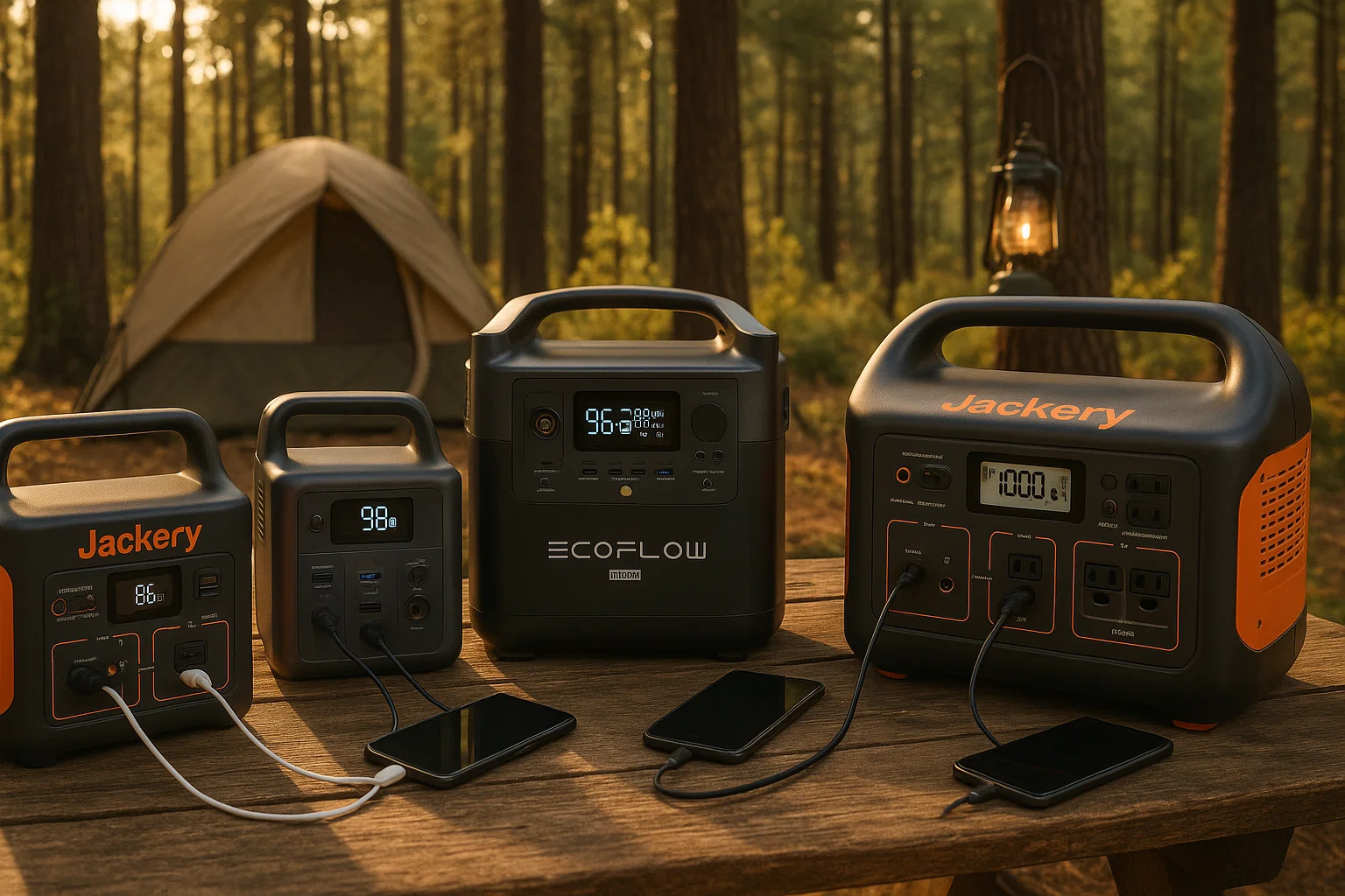 Best portable power stations under $300 comparison tested by Outdoor Tech Lab in Northern Michigan camping conditions