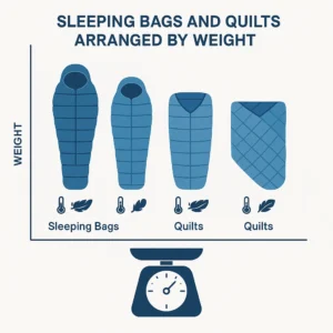 Ultralight sleeping bags weight and warmth comparison chart showing premium and budget options tested by Outdoor Tech Lab
