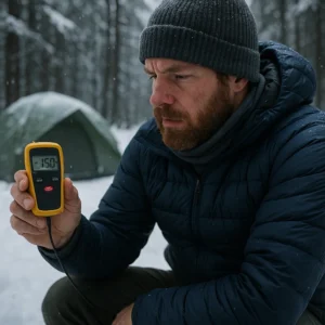 Field testing winter camping essentials & gear in actual Michigan sub-zero conditions with temperature monitoring equipment used by Outdoor Tech Lab team