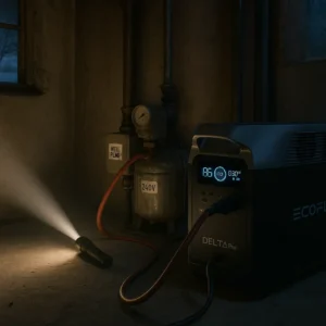 EcoFlow DELTA Pro powering 240V well pump during winter power outage for whole-home backup