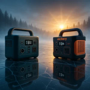 EcoFlow RIVER 2 vs Jackery Explorer 300 final showdown comparison on frozen winter lake