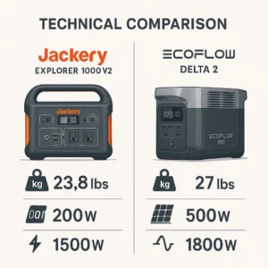 Jackery vs EcoFlow specifications comparison infographic by Outdoor Tech Lab