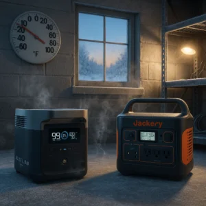 Portable power stations tested at -5°F in unheated Michigan garage during extreme cold weather performance evaluation