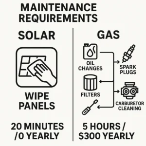 Solar generator minimal maintenance vs gas generator complex maintenance requirements