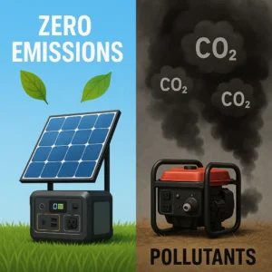 Solar generator zero emissions vs gas generator pollution environmental impact
