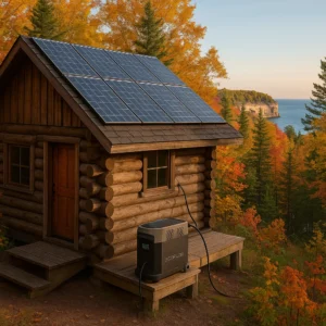 Off-grid power station testing in Michigan Upper Peninsula near Pictured Rocks National Lakeshore