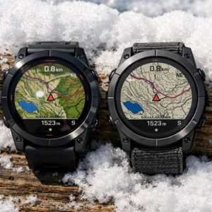 Garmin Fenix 8 AMOLED vs Enduro 3 MIP solar display comparison in bright sunlight showing readability difference
