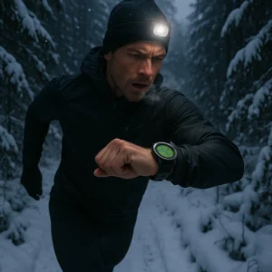 Garmin Enduro 3 GPS navigation during Northern Michigan winter trail running test in sub-zero conditions