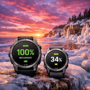 Garmin Fenix 8 vs Enduro 3 conclusion hero at Pictured Rocks Michigan after completing 90-day winter battery test