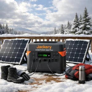 Jackery HomePower 3600 Plus solar recharge with included panels during winter power outage
