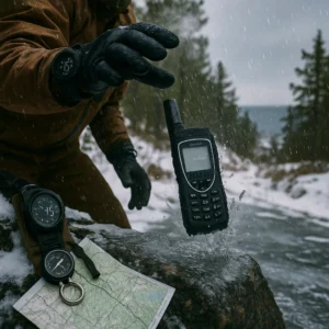 Real-world Iridium satellite phone durability testing in Northern Michigan winter conditions by Outdoor Tech Lab - IP65 and MIL-STD-810F testing