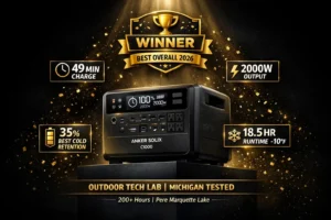 Anker Solix C1000 Gen 2 best portable power station 2026 winner with 2000W output, 49-minute charging, and 18.5 hour runtime at -10°F