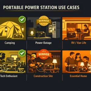 Anker SOLIX vs Jackery use case comparison showing best power station for camping, emergency, RV, tech, work sites, and budget