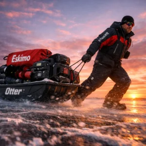 2026 ice fishing gear transport with sled on Lake St. Clair Michigan