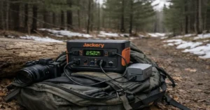 Jackery Explorer 300 portable power station tested on day hike in Manistee National Forest Northern Michigan by Outdoor Tech Lab