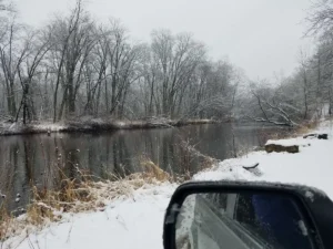 Pere Marquette River winter steelhead conditions Northern Michigan — Outdoor Tech Lab field testing location
