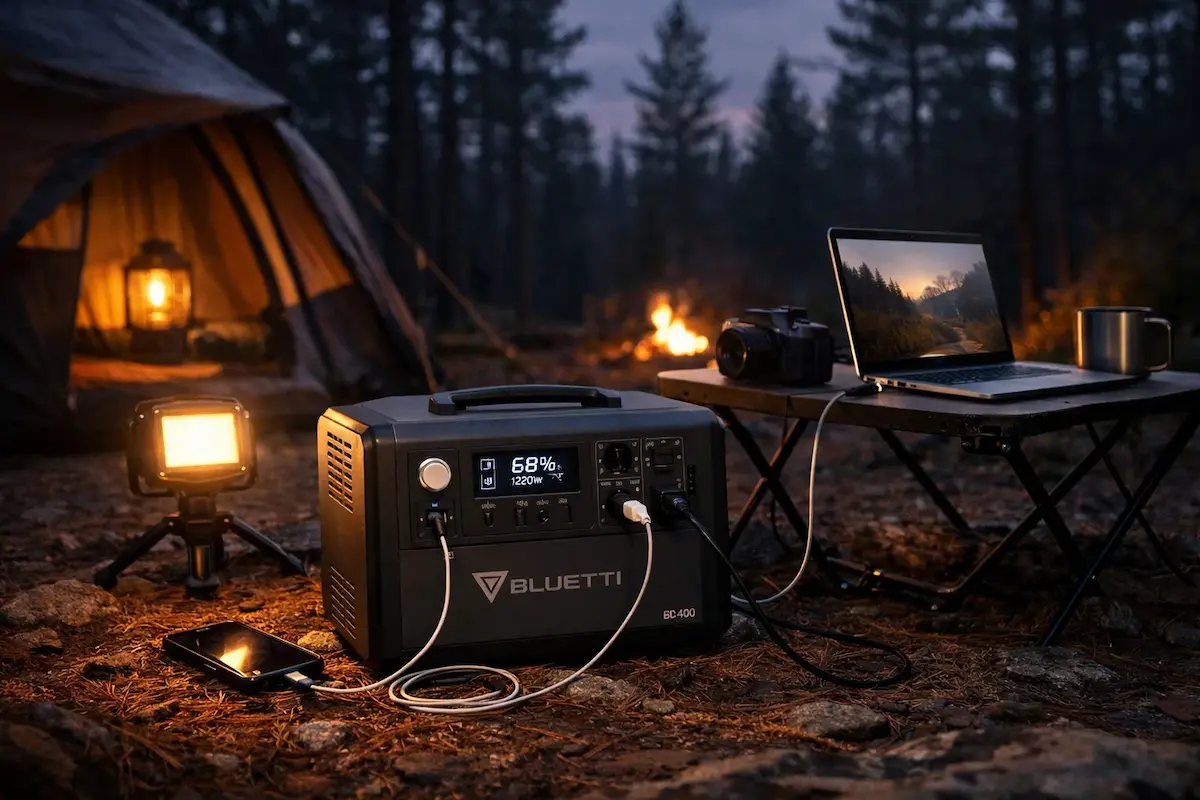BLUETTI Elite 400 review — powering full basecamp setup in Manistee National Forest Northern Michigan 2026