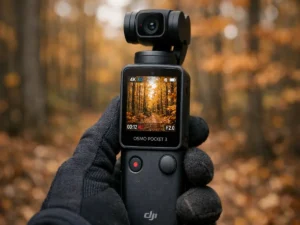DJI Osmo Pocket 3 handheld on Manistee River Trail in Northern Michigan capturing wildlife footage